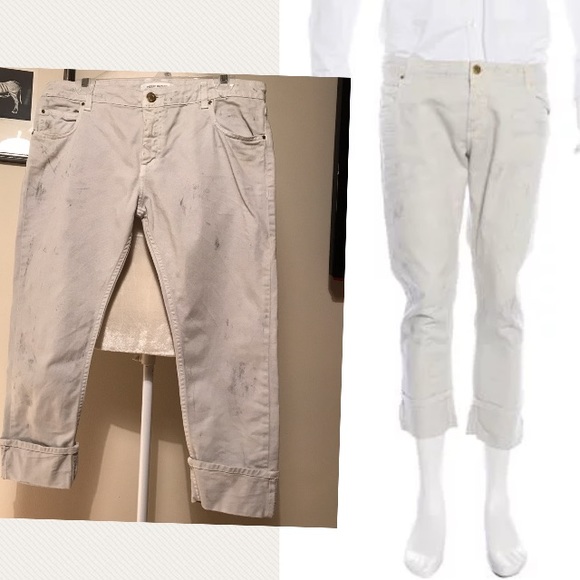 Pierre Balmain Skinny Crop Dirty Cuff Jeans gold - Picture 1 of 6